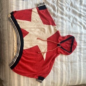 Free People Red/White/Blue Textured Hoodie
